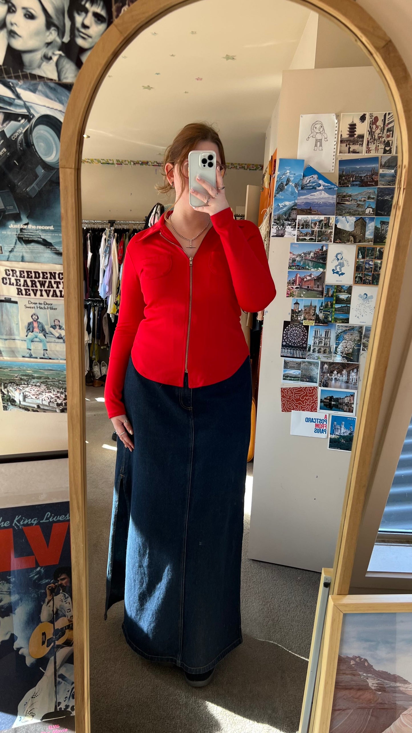 Y2K Red Zip Top