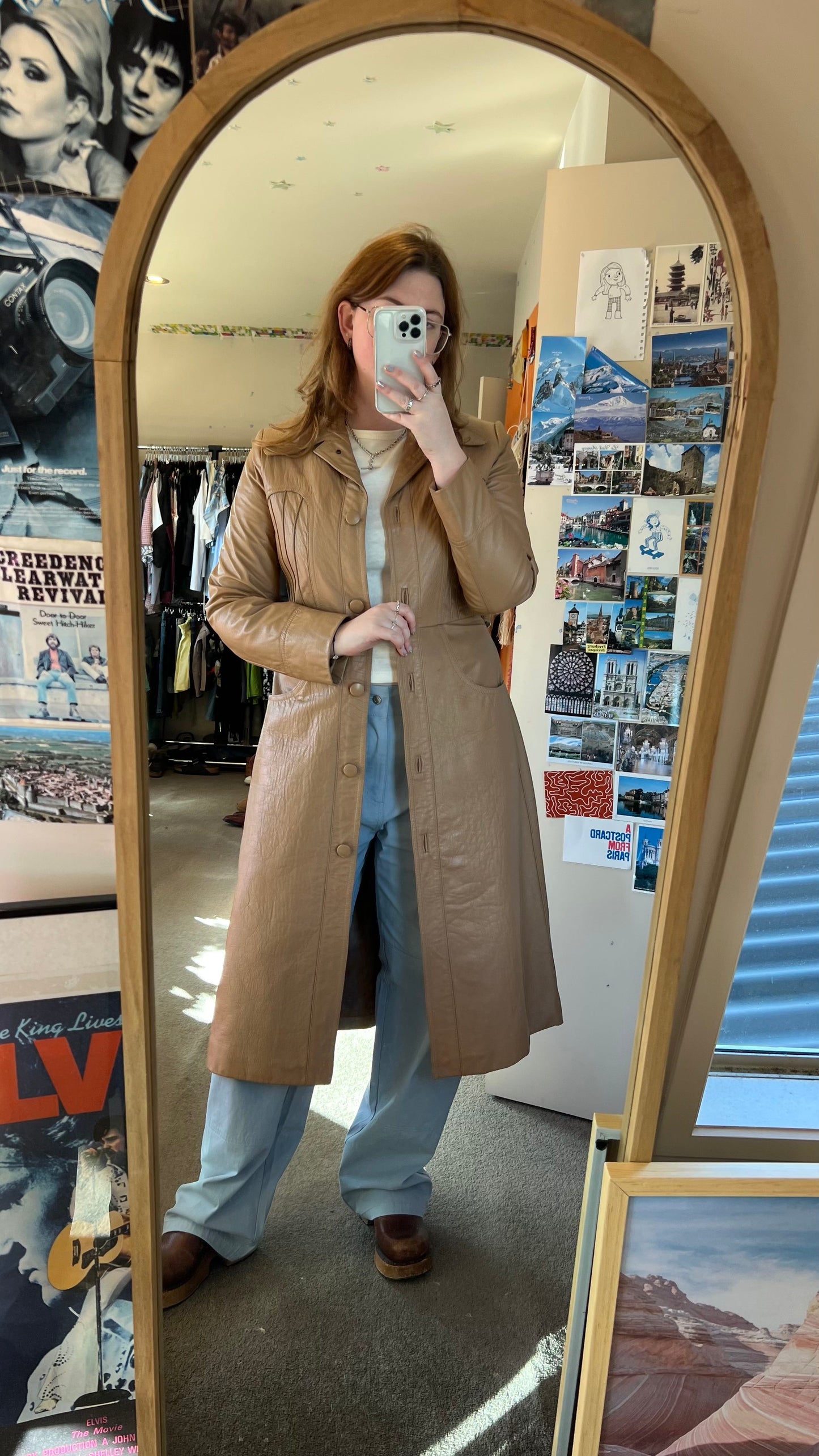 Vintage Brown Leather Coat