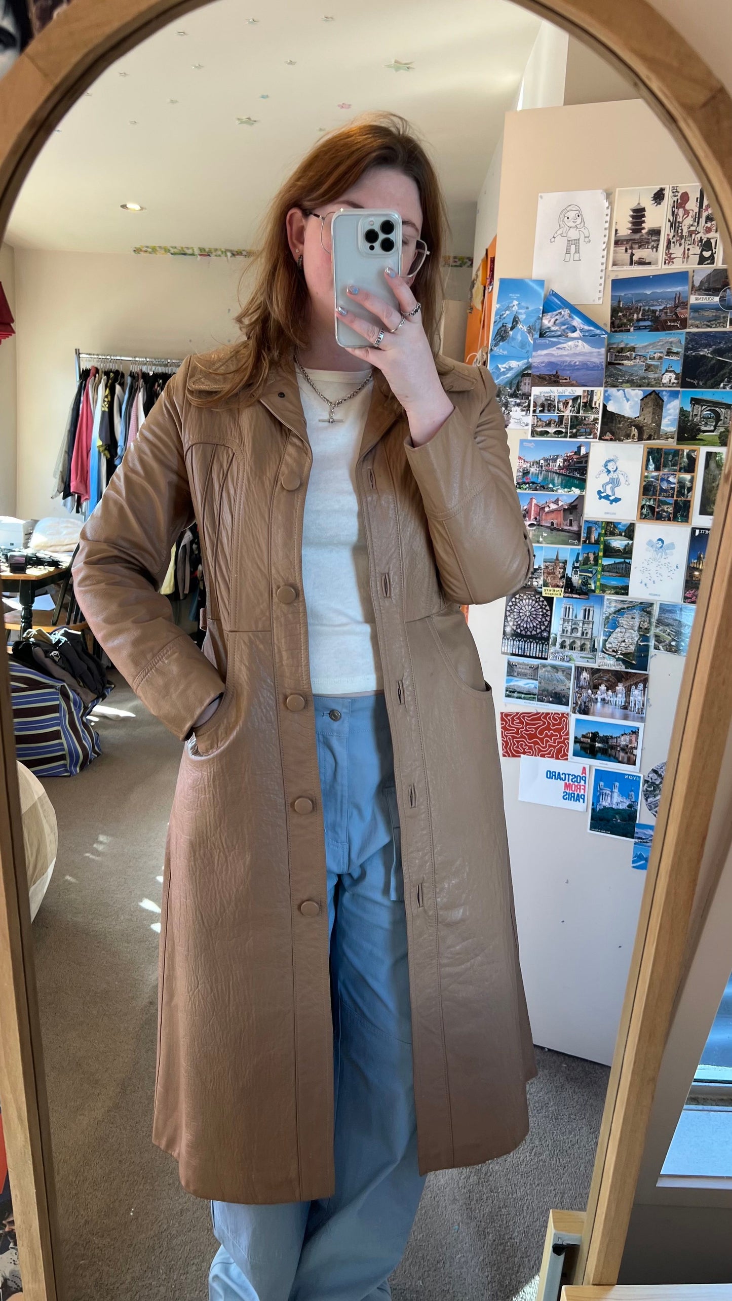 Vintage Brown Leather Coat