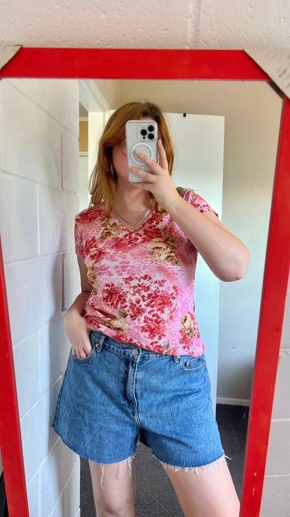90s Pink Floral Top