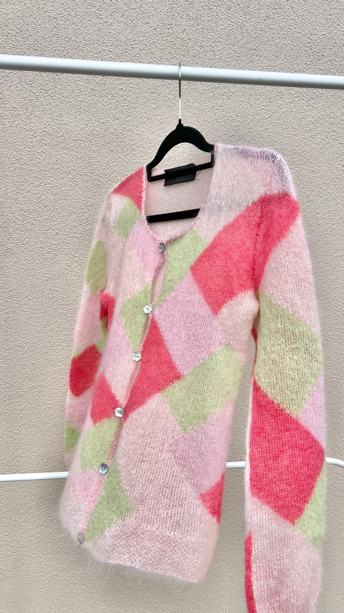 Pink Handmade Fine Mohair Cardigan