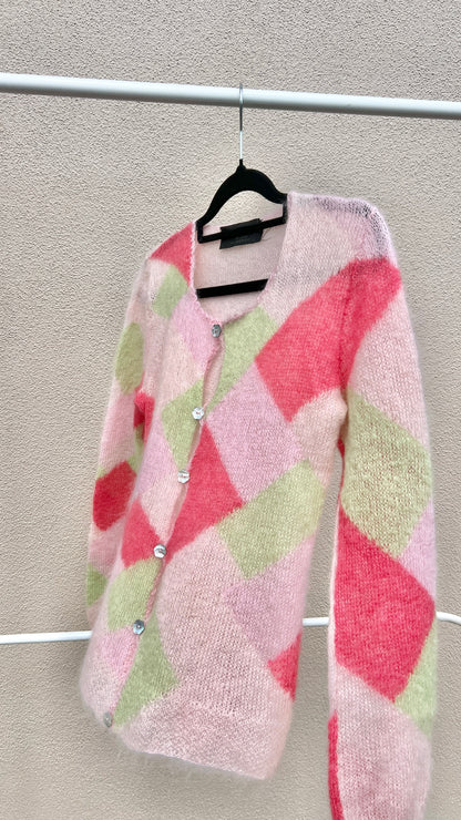 Pink Handmade Fine Mohair Cardigan