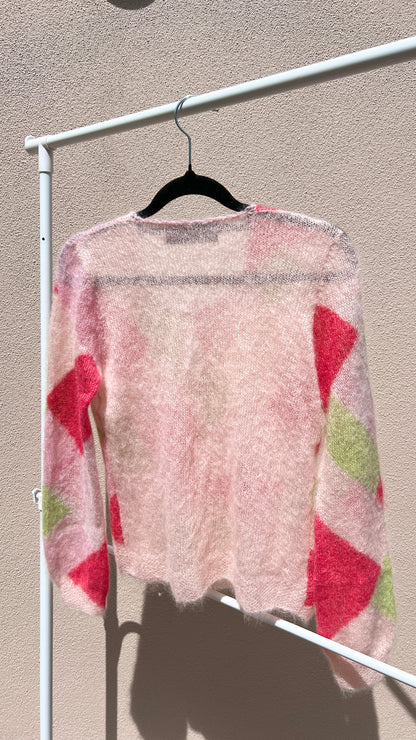 Pink Handmade Fine Mohair Cardigan