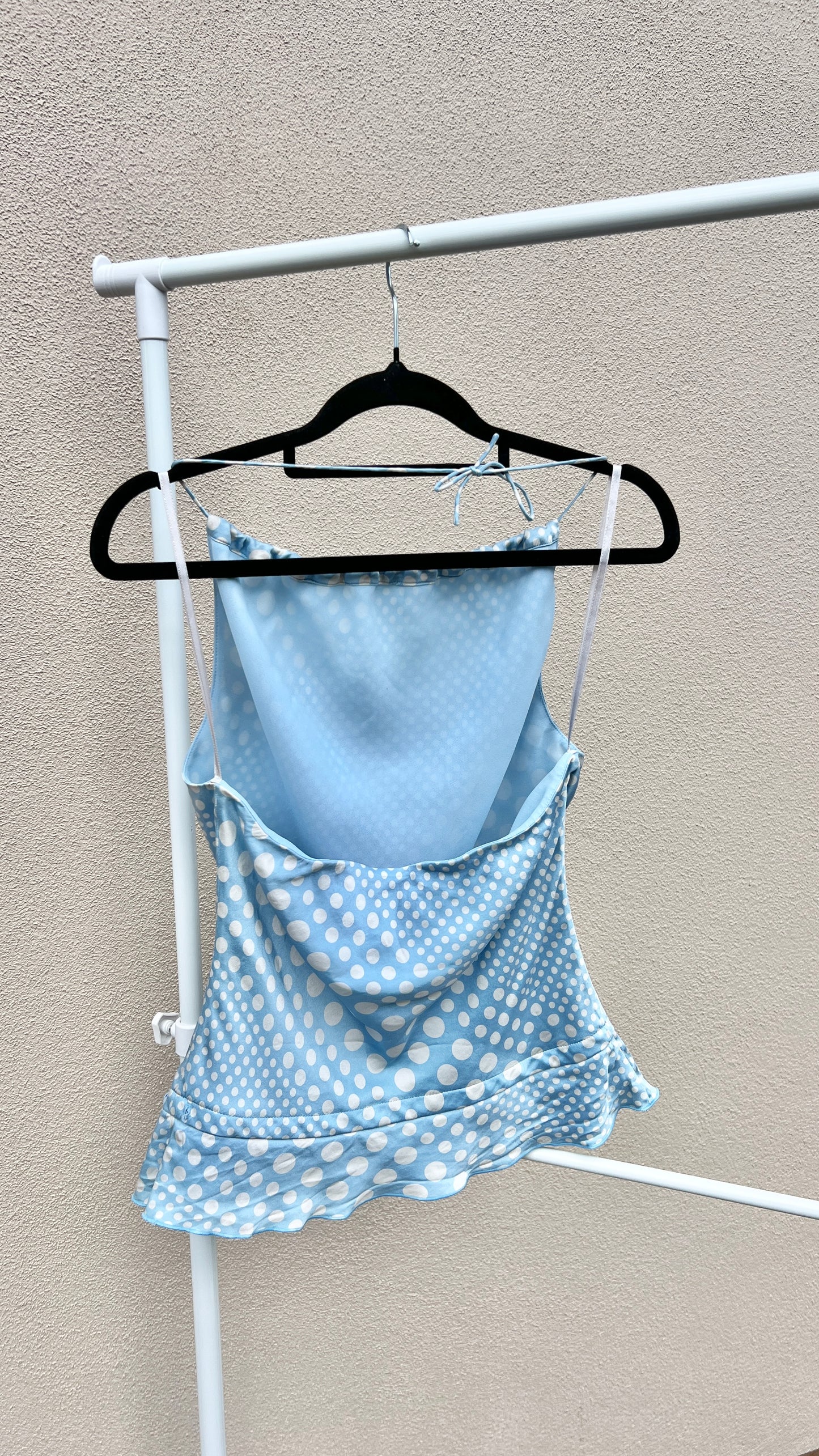 00s Blue Silk Halter Top