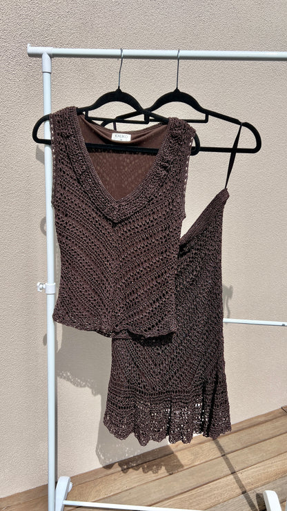 00s Brown Crochet Matching Set