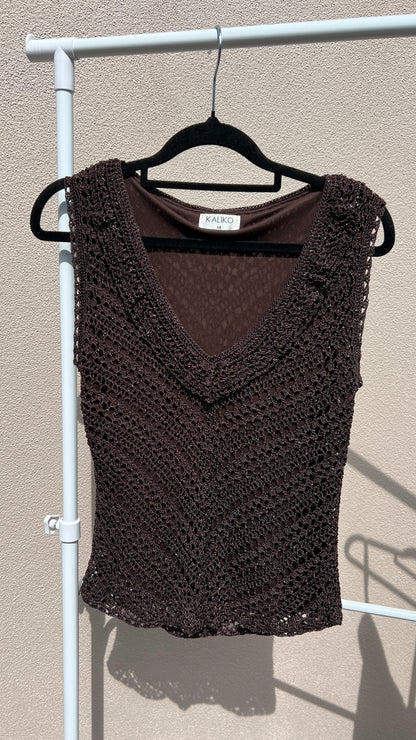 00s Brown Crochet Matching Set