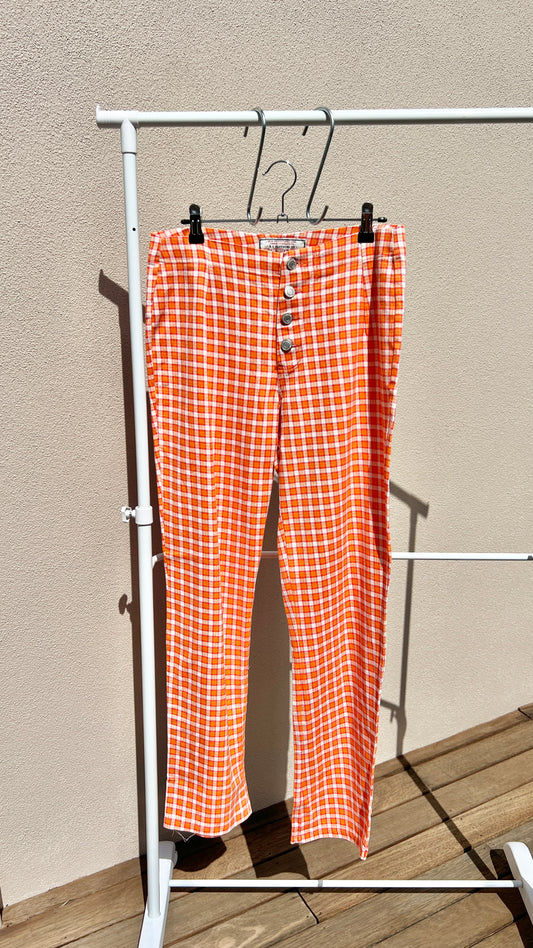 Vintage Orange Check Button Pants