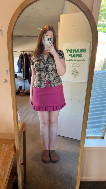 90s Pink Pleat Mini Skirt